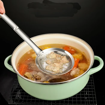 

New Stainless Steel Colander Filter Oil Spoon Fine Mesh Colander Sifter Sieve Vegetable Strainer Scoop Colander Kitchen Skimmer