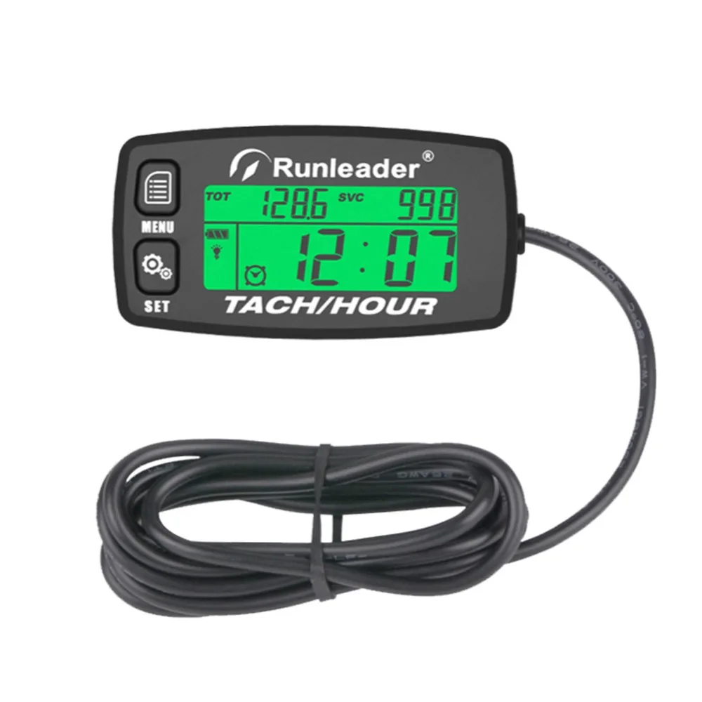 Runleader HM026A Self Powered Engine Digital Maintenance Tachometer Hour Meter for Lawn Mower Generator Dirtbike Motorcycle Outboard Marine Paramotors Snowmobile and Chainsaws 