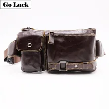 GO-LUCK, брендовая, натуральная кожа, повседневная, для путешествий, поясная сумка, мужская, через плечо, сумка для сотового телефона, кошелек, сигара