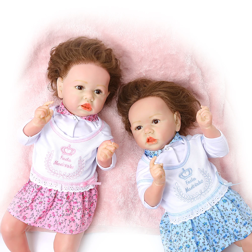 55 см полностью силиконовая игрушка Reborn Baby Twins реалистичный кривой рот Reborn Baby Doll Реалистичная кукла Boneca Новорожденные куклы игрушки для ребенка подарок