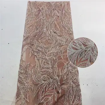 

2020 high quality French Nigerian sequins net lace,African tulle mesh sequence lace fabric for party dress 5yards/lot RL1228