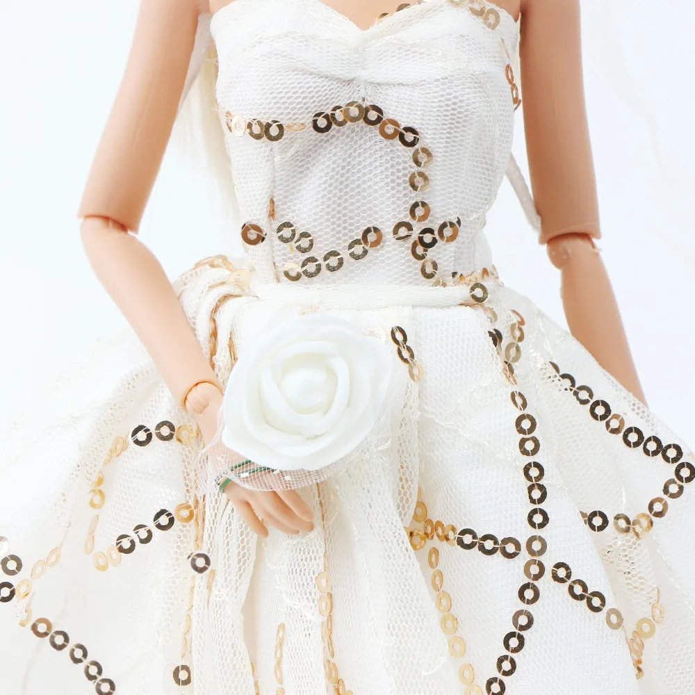 Модное Элегантное платье принцессы; свадебное платье для вечеринки; красивая белая юбка из вуали для невесты; Одежда для куклы Барби; кукольный домик для девочек; игрушка
