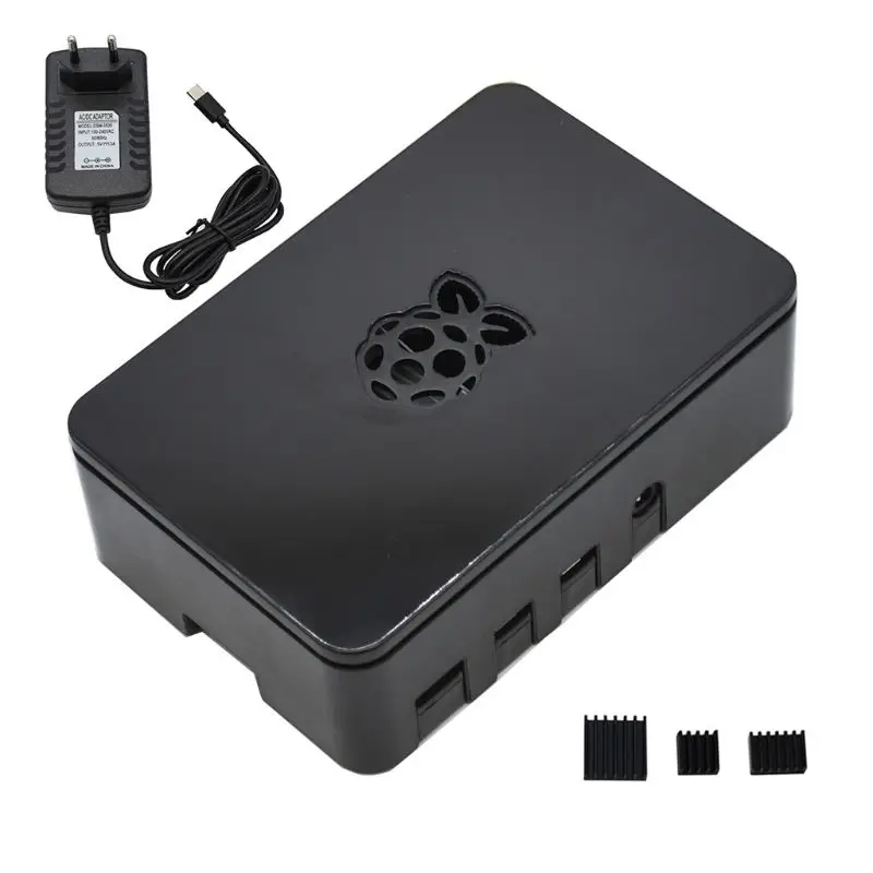 Адаптер питания США/ЕС защитный чехол для корпуса ABS для Raspberry Pi 4 Модель B E65A - Цвет: Black EU Plug