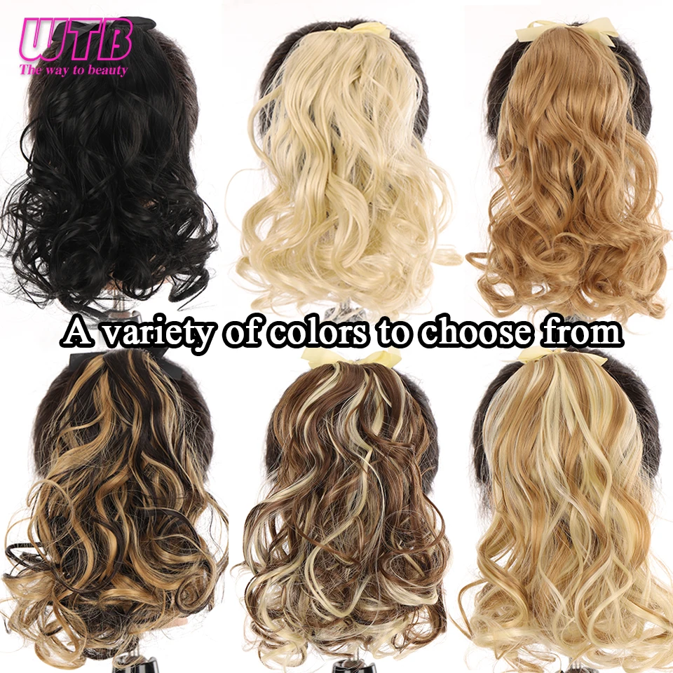 Synthetic Short Curly Ponytail WTB for Women Heat Resistant Drawstring Wavy Ponytail Hairpieces Black Brown Wavy Hair fake hair extensions