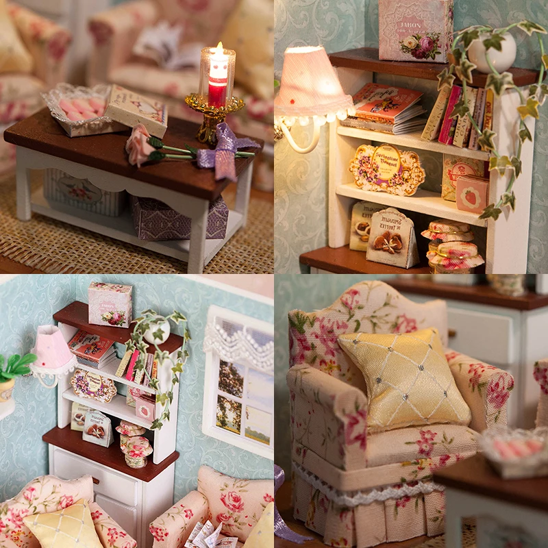 Кукольный дом Миниатюрный Кукольный кукольный домик CUTEBEE DIY с деревянная мебель для дома игрушки для детей подарок на день рождения H07