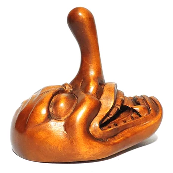 

Y7094 - 2" Hand Carved Boxwood Netsuke Carving: Gothic Devil Mask