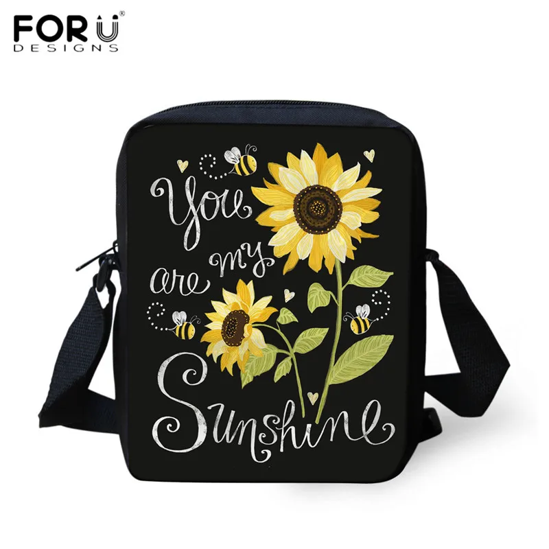 FORUDESIGNS/You are My Sunshine сумки через плечо с изображением подсолнуха принтом череп