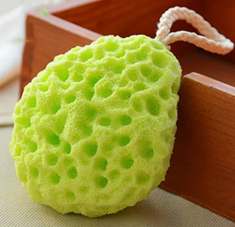 Green Newborn Baby Kids Honeycomb Shape Bath Sponge Brushes Massage Baby Shower Exfoliating Body Face Cleaning Scrubber - Цвет: Green