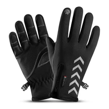 Inverno homem luvas noite reflexiva faixa touchscreen impermeável anti deslizamento luvas para ciclismo esqui à prova de vento fluff luvas quentes