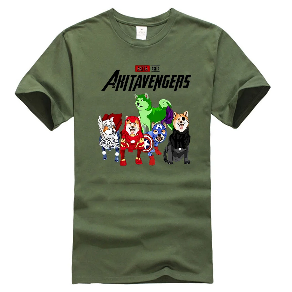 Akita Inu Мстители Akitavengers Endgame футболка черный хлопок для мужчин S-6Xl США сток Новейшая модная футболка - Цвет: Армейский зеленый