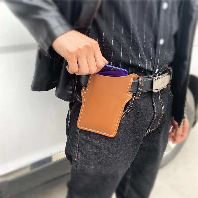 Men Waist Bag Props Leather Purse Phone Wallet Cellphone Case Supplies