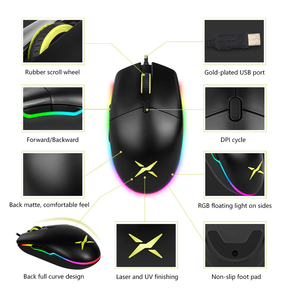 Delux M630 PMW3325 сенсорная Проводная оптическая игровая мышь 6 программируемых кнопок мыши с RGB светильник для геймеров E-sports для портативных ПК