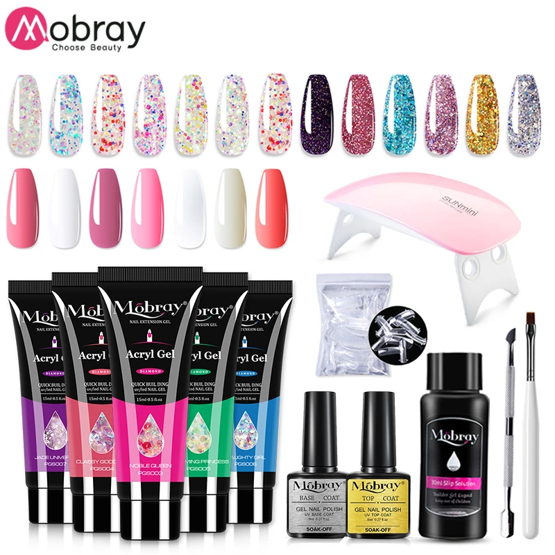 Mobray Poly UV Gel Set Nail Gel Kit 15ml Poly Nail Gel With UV LED Lamp