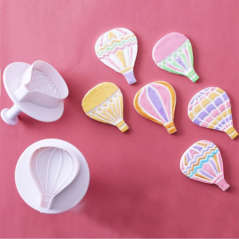 4Pcs Hot Air Balloon Cookie Cutter Fondant Plunger Cutter Set for Cake Cookies Decorating cookie cutter,fondant cutter,baking decorating tools