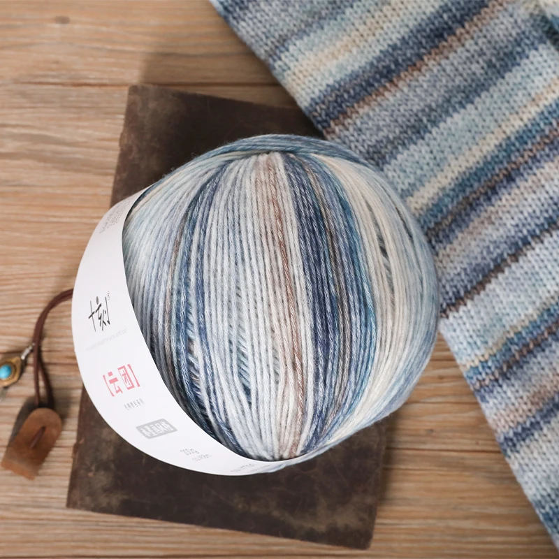 Knitting Wool Cotton Acryilc Yarn Gradient Rainbow Color Autumn Winter Sweater Scarf Hat Hand Knitting Crochet 200g/Ball 4