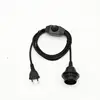 AC 220V EU Plug  Power Cords Textile Covered Cable With Dimmer Switch E27 Threaded Bulb Lamp Holder Ring For Hanging Light 4