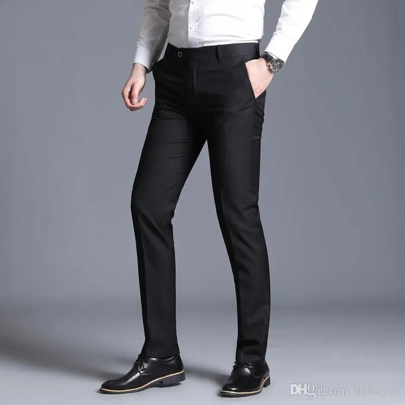 Men's slim suit separate trousers formal wedding business fashion straight men's trousers light grey thin office dress pants