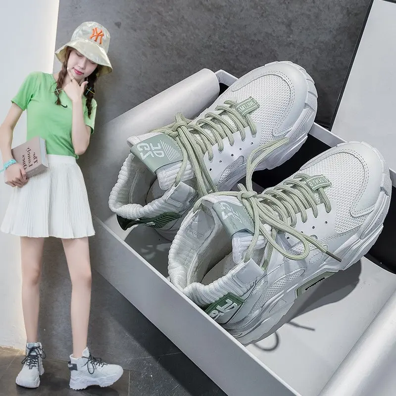 

Spring/Autumn 2020 new high-top fly-woven mesh breathable old shoes women thick bottom casual sports shoes X184