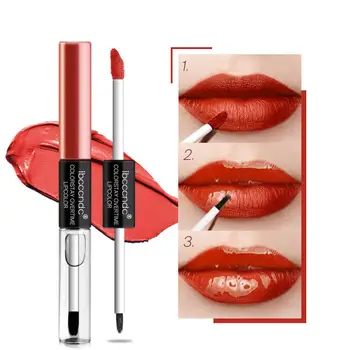 

Double Headed Lipstick Top Coat Matte Lip Gloss Waterproof Non-sticky Cup Moisturizing Lip Care