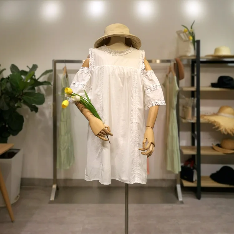 

[EWQ] 2019 Spring Summer New Pattern Round Collar Short Sleeve Solid Patchwork Pullvoers Casaul Pullovers Dress Women AH09007