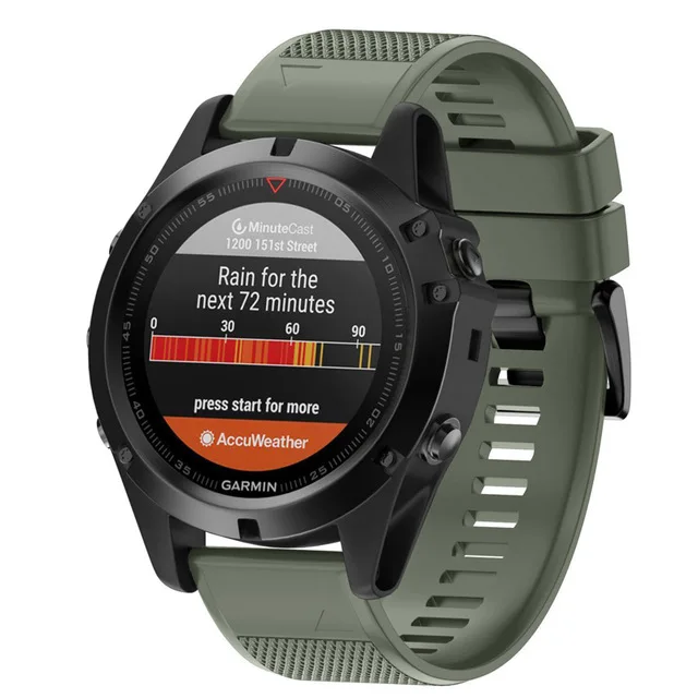 Hot Silicone 26mm Quick Release Watchband Wriststrap for Garmin Fenix 3 HR 5X 5X plus 6X Pro Easyfit Watch Wrist Band smartwatch - Цвет: Army Green