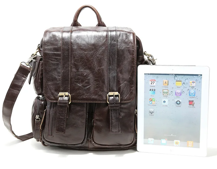 Bolso Hombre Cuero Genuino De Hombro Sac a Dos Homme Voyage непроницаемый винтажный Cuir Marron De Lux мужской рюкзак из коровьей кожи