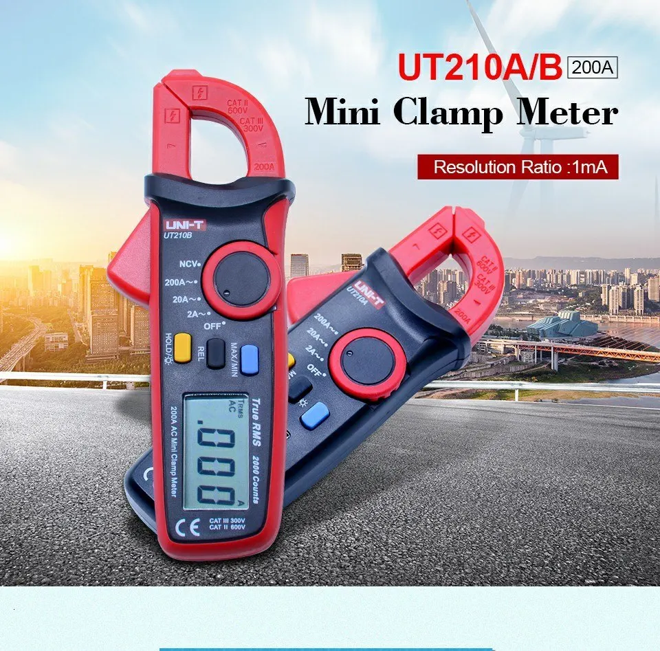 UNI-T UT210B Мини Клещи вольтметр переменного тока True RMS Удержание данных Автоматический диапазон цифровой мультиметр с НТС и подсветкой дисплей