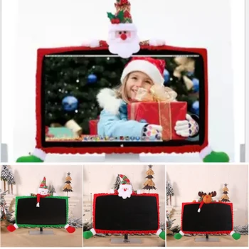 

Christmas Computer Monitor Cover 3D Cartoon Flannel Screen Border Protector Christmas Decoration JHP-Best