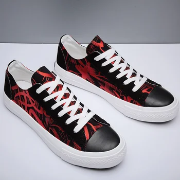

2020 new men's canvas shoes fashion vulcanized shoes board shoes casual graffiti tide shoes low-top sports men's shoes