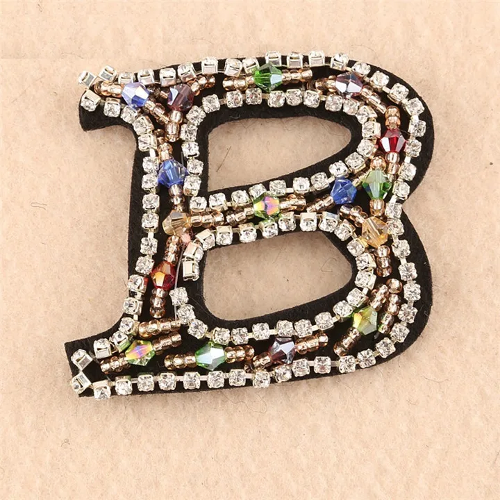 8  Fashion Crystal Patches For Clothing Badge DIY Iron On letters Patch Sewing Accessories A-Z Rhinestone English Alphabet Patches