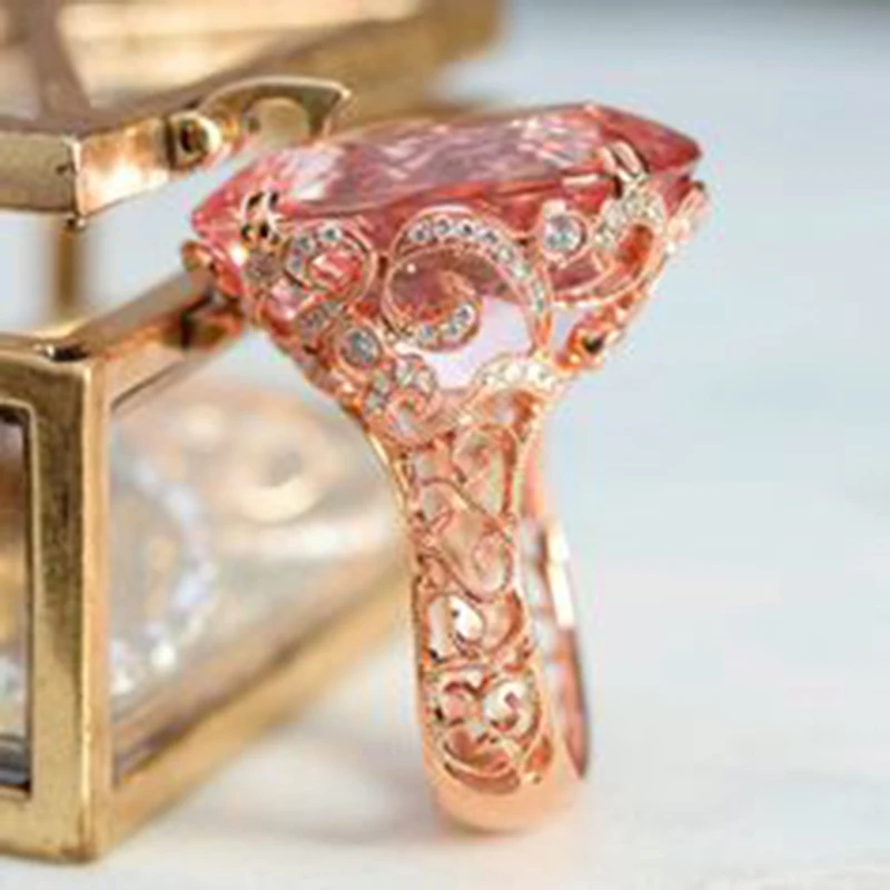 Винтажное женское кольцо с цветочным лунным камнем, романтическое изысканное богемное модное ювелирное изделие ручной работы Q4P746 - Цвет основного камня: M035