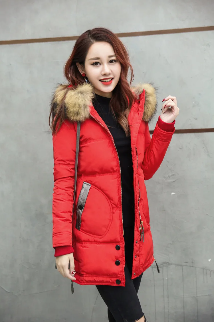 Down Jacket Women's Mid-length Winter Hot Selling Korean-style Thick Warm Mink Fur Collar down Jacket a Generation of Fat