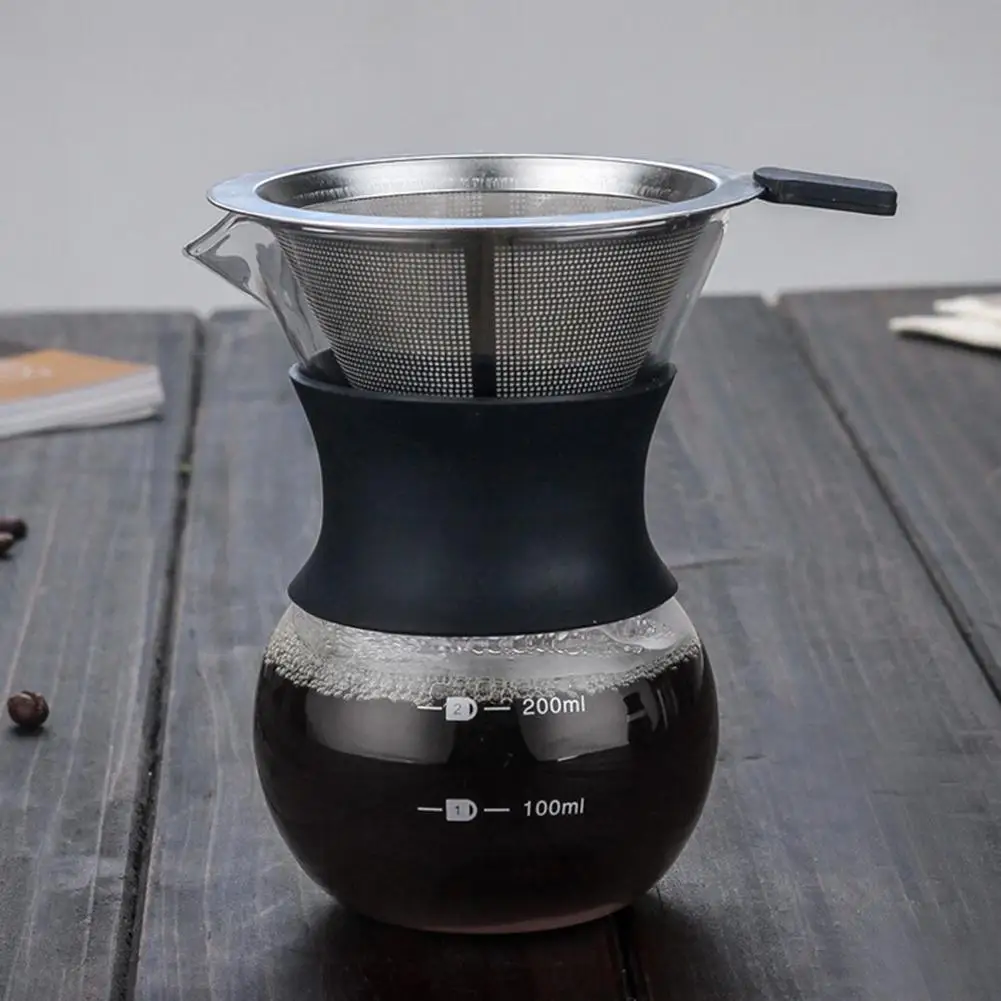 

High Temperature Resistant Glass Coffee Pot Hand Percolators Pour-over Drip Pot Filter Coffee Maker Cup Container 200ml 400ml