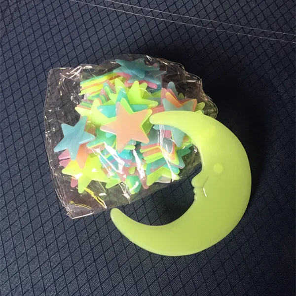 51 шт./компл. 3D Луна звезды светится в темноте на стену наклейка для детской