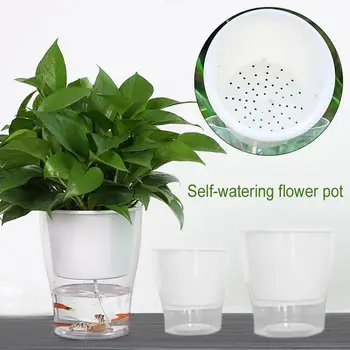 

Flowerpot Transparent Plastic Garden Pot Plant Grow Basin Economic Self Watering Baskets Balcony