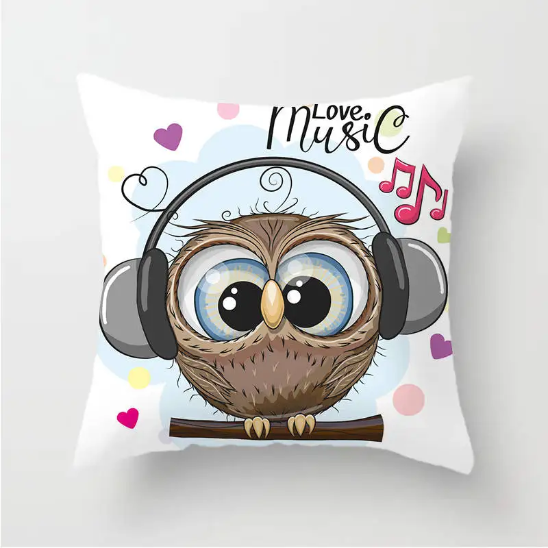 Owl Decoration Cushion Cover Polyester Throw Pillow Case Cover Decoration Pillowcases Decorative Pillows Cover TP136 - Цвет: TP13606