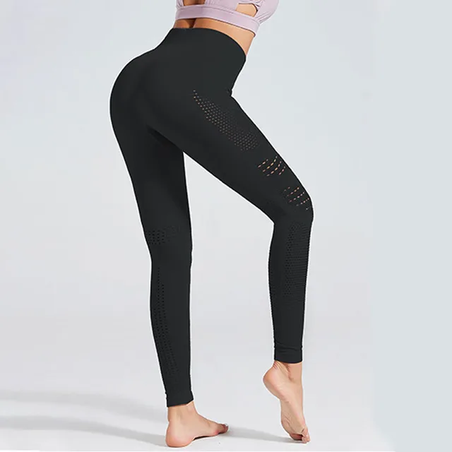 NORMOV Seamless Women Leggings Fitness High Waist Elastic Push Up Hollow Out Spandex Leggin Casual Solid Leggings 6