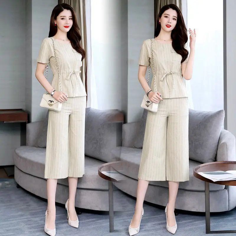 

Cotton Linen Loose Pants WOMEN'S Suit Summer 2019 New Style Fashionable Western Style Elegant Goddess French Non-mainstream Two-