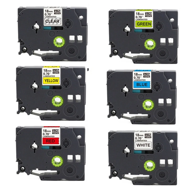 

6Pcs 18mm Compatible for Brother P-Touch Tape TZe131 TZe231 TZe431 TZe531 TZe631 Combo Set Printer Label Maker