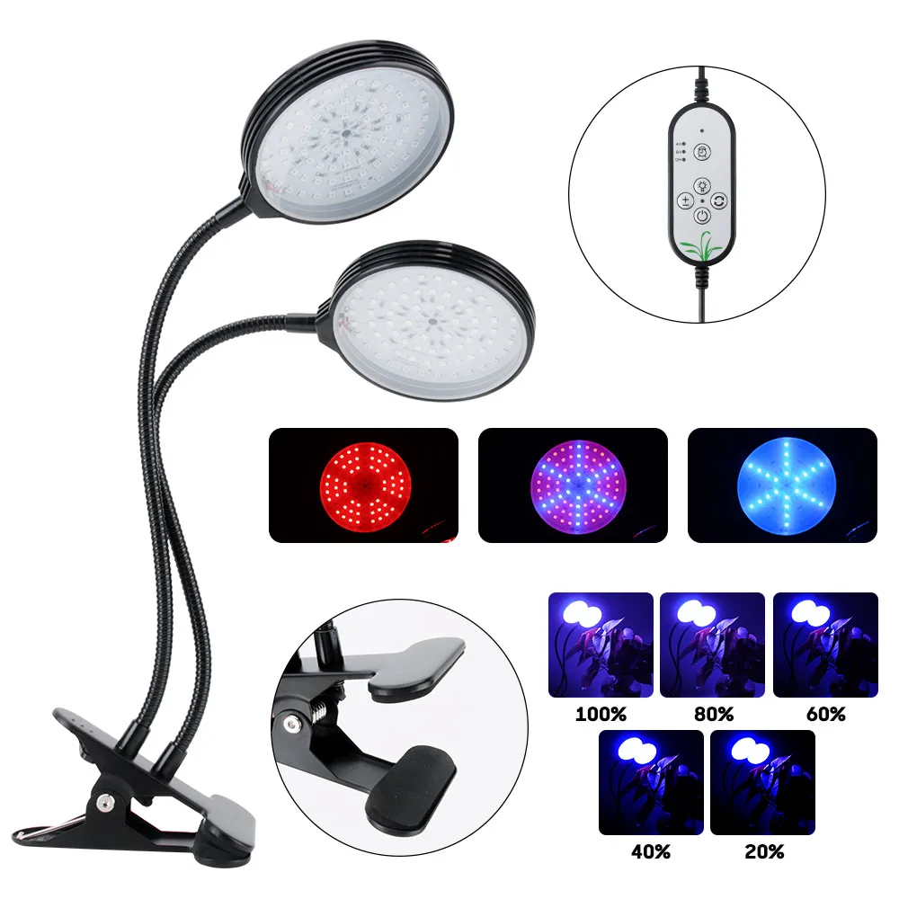 

Plant Growing Lamp with Timer 4H/8H/12H 30W 78 LED Dimmable Full Spectrum Grow Light Indoor Tent Greenhouse Seedling Phytolamp