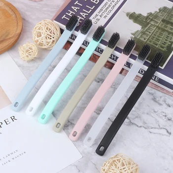 

2PCS Charcoal Toothbrushes Reusable Soft Bristles Anti-skid Couple Toothbrush