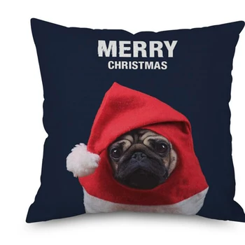 

Throw Pillow Case Personalized Dog Merry Christmas Pillows Cushions Home Decor High Quality Linen Cartoon Print Cushion Cover