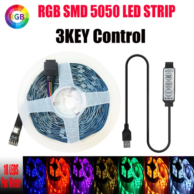 Bluetooth Control RGB 5050 2835 LED Lights Strip USB 5V Flexible Lamp Tape Diode Festival Fita White Tira Luces TV PC Desk Luz RGB 5050 3key