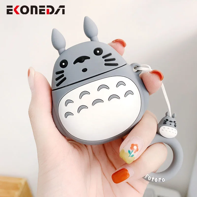 

EKONEDA Cute Cartoon Totoro Cover For Airpods Case Silicone Blutooth Earphone Case For Airpods With Strap
