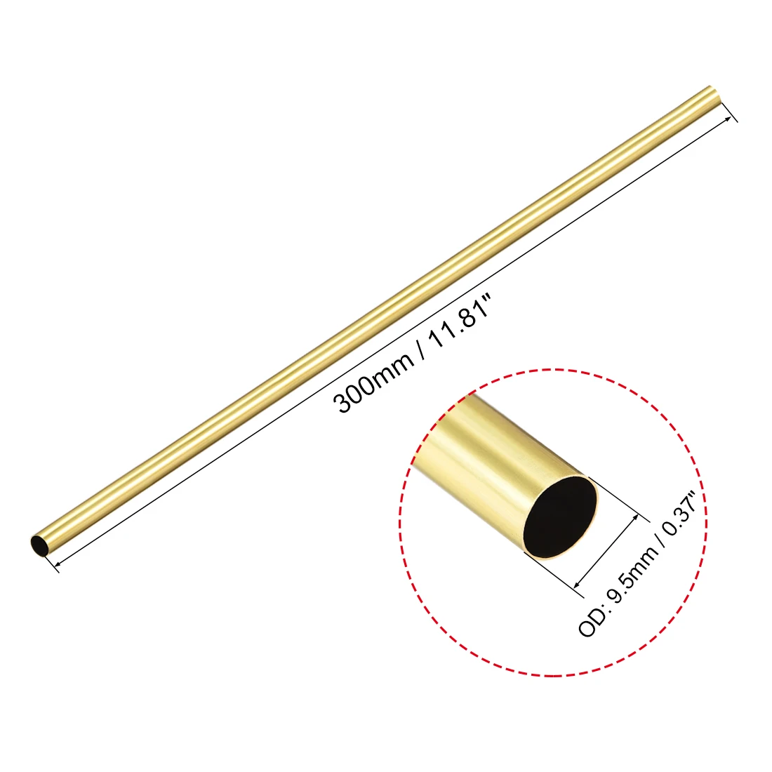 uxcell Brass Round Tube 300mm Length 6mm OD 1.5mm Wall Thickness Seamless Straight Pipe Tubing