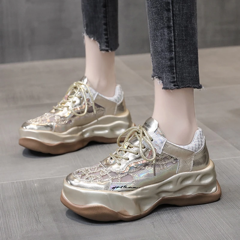 Gold chunky trainers Clearance