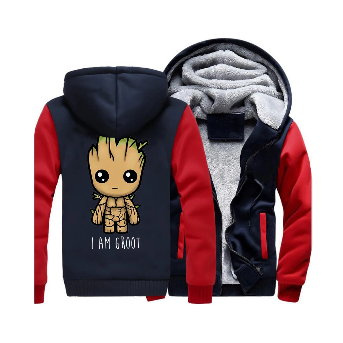 Guardians of the Galaxy Movie Men Hoodies I Am Groot New Winter Fleece Jacket Harajuku Zipper Hot Sale Casual Cotton Sweatshirt