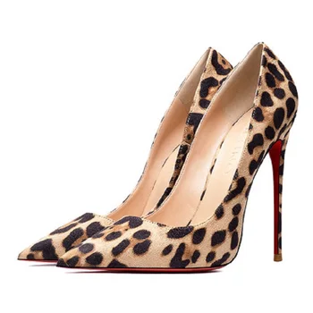 

Sexy Leopard Red Red Bottom High Heels Women Shoes Designer Pointed Toe Shallow Sandals Lady Party Club Thin Heels Pump Shoes