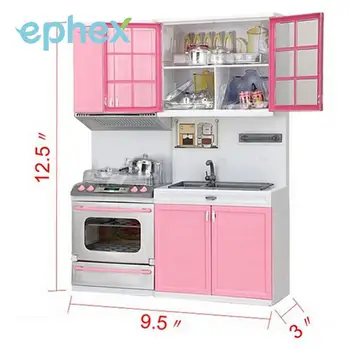 

Ephex Pink 1 Set Gifts Cooking Playset Portable Plastic Christmas Pretend Kitchen Kids Girls