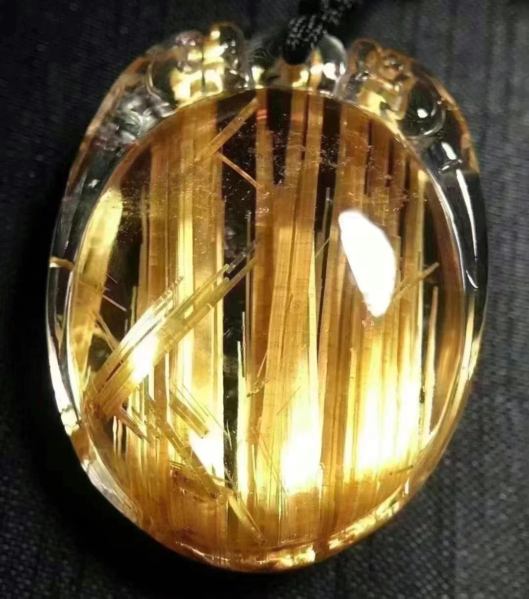 Цепочка с кулоном Pi Xiu из натурального золота рутилированный кварц бразильский